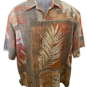 TORI RICHARD 100% Silk Aloha Hawaiian Tropical Collared Shirt Men L Large